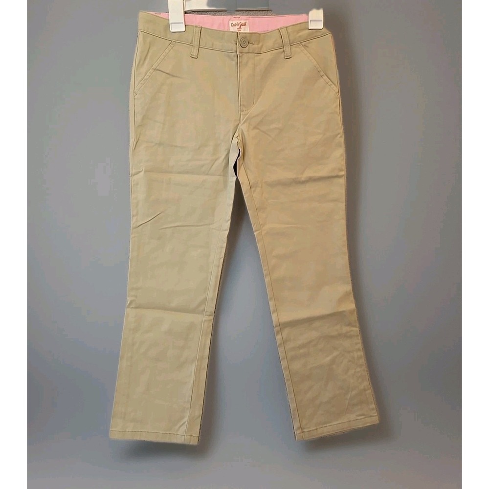Cat‎ & Jack Girls School Uniform Pants Size 12 PLUS Beige Chino Khaki Slim